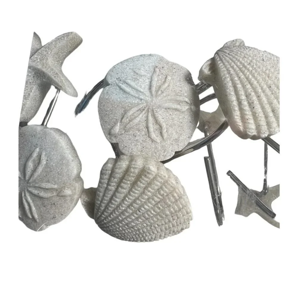 Sonoma Goods Cream Coastal Sand Dollar Sea Shell 12 pk Shower Curtain Hooks New